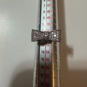 Sterling Silver Bow Ring with Crystals